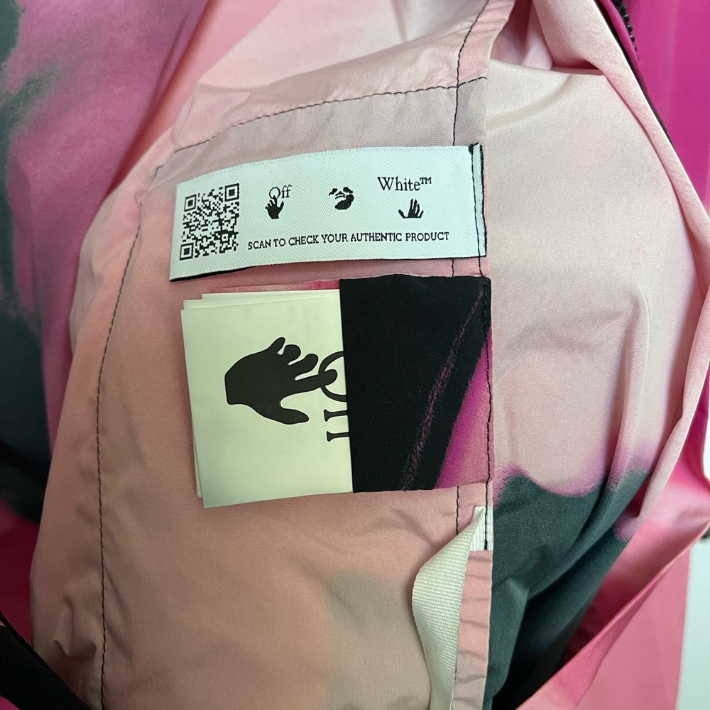 Off-White Pink and Black Abstract Rain Jacket - Picture 7 of 8
